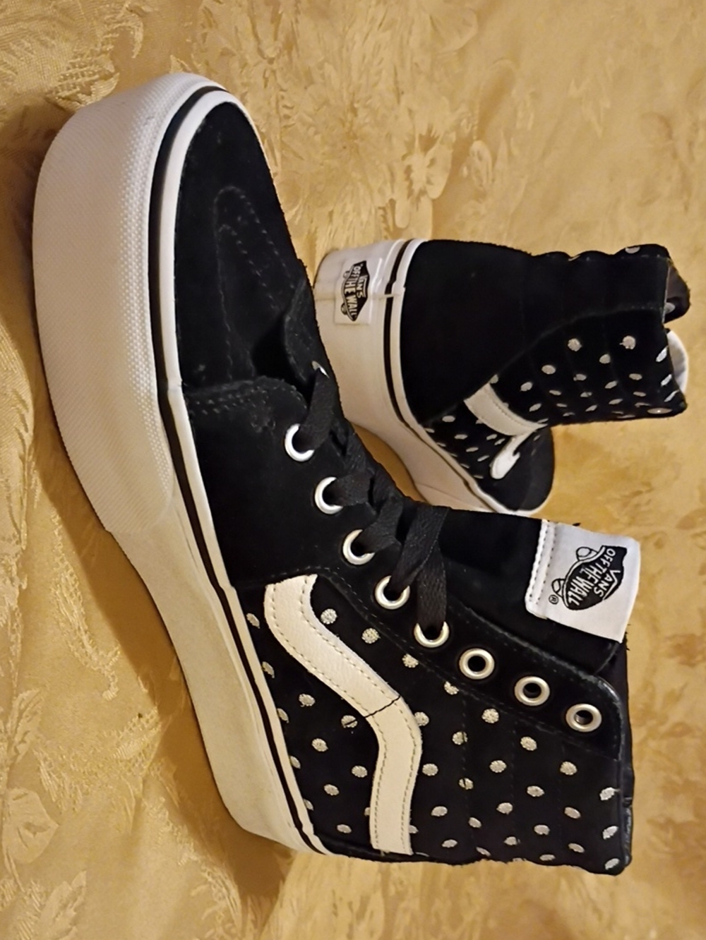 VANS Black & White Polka Dot High-Top Platform Sneakers Women's 8.0 Men's 6.5